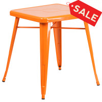 Flash Furniture CH-31330-29-OR-GG Square Metal Table in Orange